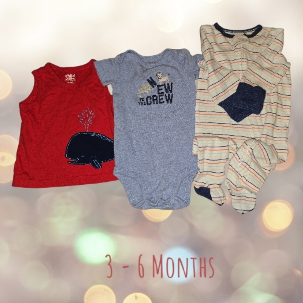 Child of Mine & Cloud Island Baby Boy 3pc Bundle 3-6M